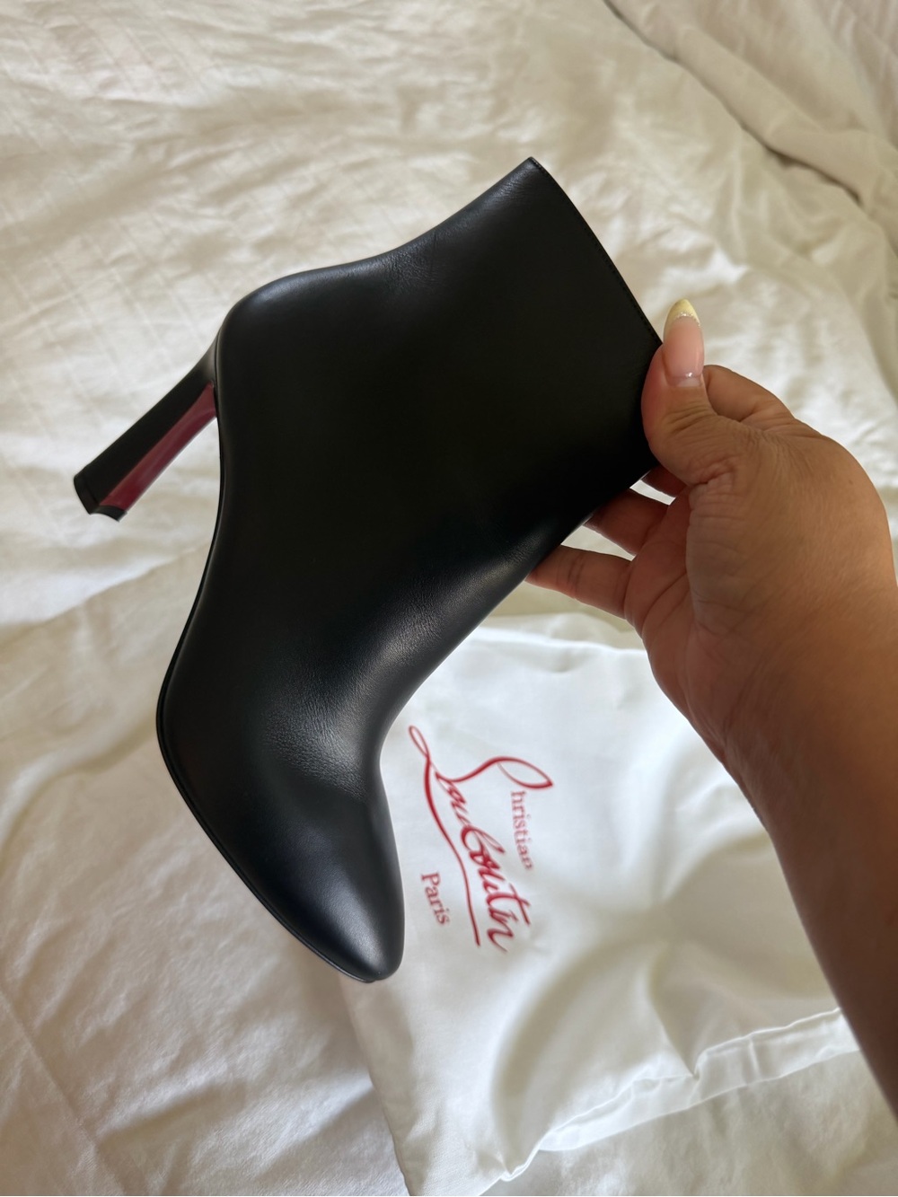 Christian Louboutin Black Leather Pointed Ankle Booties - Picture 3 of 5